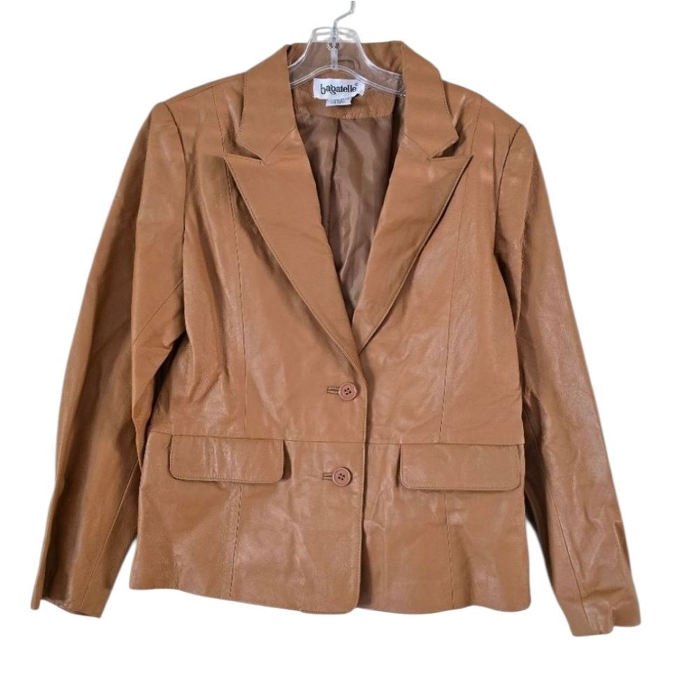 BAGATELLE‎ Women's Brown Leather Jacket Size 14 Vintage